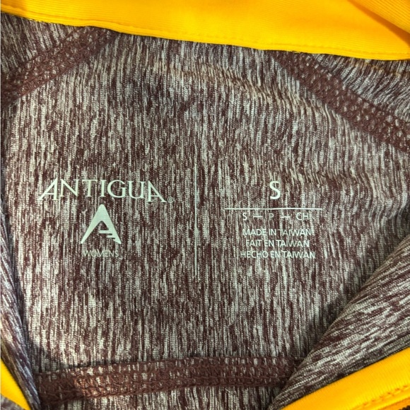 Antigua Maroon/Heather and Gold Fine Stripe Quarter Zip Sweater - Picture 2 of 6